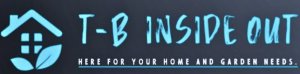 T-B Inside Out logo has a simplified house illustration on the left with two leaves just below it to represent doing work on the house inside or out